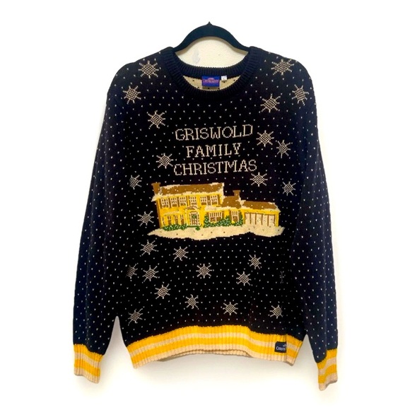 Griswold Family Christmas Sweater - Black and Yellow Size L Novelty Ugly - Picture 1 of 11